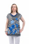Блуза "Олси" 1207004.2 ОЛСИ (Цветы/полоска василек)